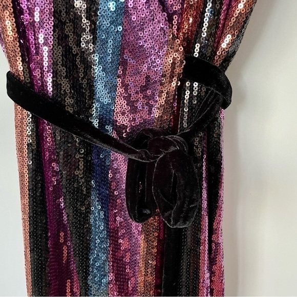 SOLD Zara Sequin Stripe Midi Wrap Dress, Sz Small - Picture 12 of 16